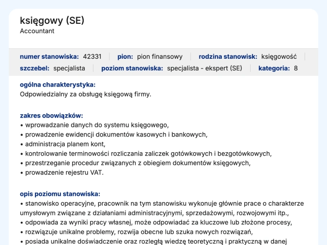 Karta stanowiska księgowy